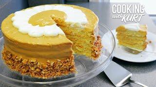 Red Ribbon Yema Salted Caramel Cake - Filipino Chiffon Cake with Toasted Cashews | Cooking with Kurt