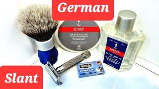 Razorock German 37 Slant DE Safety Razor. Speick Shaving Soap and Aftershave.
