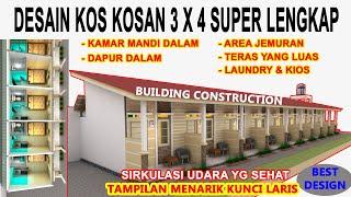 DESAIN KOS 3X5 M 1 LT & 2 LT Dilengkapi Kamar Mandi Dalam, Dapur & Jemuran #desainkos