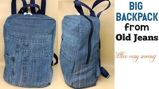 DIY backpack from old jeans | recycle old jeans