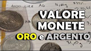 VALORE MONETE D'ORO e D'ARGENTO da Investimento e da Borsa - No Monete da Collezione
