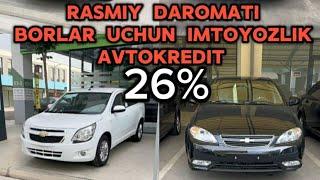 RASMIY DAROMATI BOR YURTDOSHLARIMIZ UCHUN MAHSUS IMTIYOZLIK AVTOKREDIT