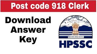 HPSSC Clerk Post Code 918 Provisional Answer Key | Himachal Tak