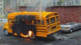 School Bus Burnout Ends In Flames