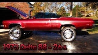 Old School Delta 88 - 350 - 1973 Convertible - 26s - Huge Lift - DONK