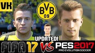 FIFA 17 VS PES 2017 VS REAL LIFE BORUSSIA DORTMUND PLAYER FACES COMPARISON (Updated Edition)