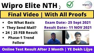 Wipro Elite NTH Final Video With All Proofs Test Result After 2 Month | 2022 | 2021-20 Phase-1 Trend