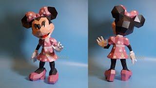 How to make Minnie Mouse Papercraft | Cricut paper crafts, Low poly papercraft, 3d svg templates