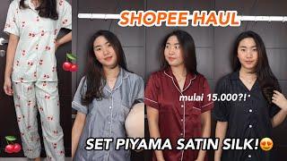 SHOPEE HAUL SET BAJU TIDUR / PIYAMA SATIN SILK MURAH DIBAWAH 90.000 OOTD #dirumahaja