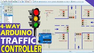 Smart Traffic Light System Using Arduino | Density based 4 way Traffic Signal  | Proteus Project