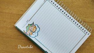 تزيين الدفاتر المدرسية على شكل يونيكورن رسم سهل  notebook border design SpongeBob easy step by step