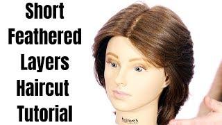 Short Feathered Layers Haircut Tutorial - TheSalonGuy