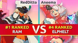 GGST ▰ RedDitto (#1 Ranked Ramlethal) vs Aneema (#4 Ranked Elphelt). High Level Gameplay