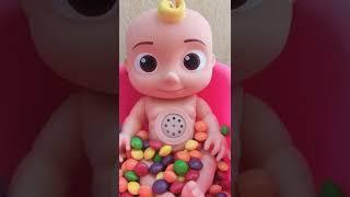 CUTE JJ's LAUGHING WHILE IN THE BATHTUB WITH M&MS CANDY #mnm #shorts #youtubeshorts #shortvideo