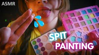 Asmr  Doing your MAKEUP with SPIT PAINTING asmr Mouth sounds