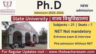 State University phd admission 2025 without NET | without net jrf phd admission  @theteacherexam