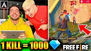 ¡LE DOY 1,000 DIAMANTES a ANTRONIXX por KILL en FREE FIRE! *RECORD  MUNDIAL* | TheHectorino