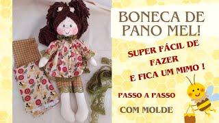 Boneca de pano Mel! Você vai amar fazer esse docinho de boneca, muito fácil e fica um mimo 