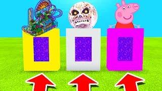 Minecraft PE : DO NOT CHOOSE THE WRONG PORTAL! (Theme Park, Lunar Moon & Peppa Pig)