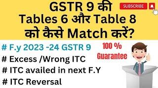 Complete Analysis of Table 6 & 8 of GSTR 9 for FY 23-24 I Table 6 & Table 8 कैसे match करें? #gstr9