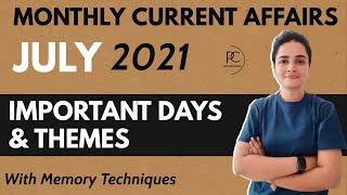 July 2021 Important Days & Theme | Monthly Current Affairs July 2021 | Memory Tricks by Ma'am Richa