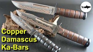 Forging Three Copper Damascus Ka-Bar Knives - The Complete Video