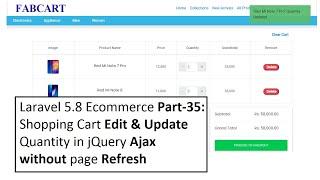 Laravel 5.8 Ecom Part-35: Cart edit & update product quantity using jQuery Ajax without page refresh