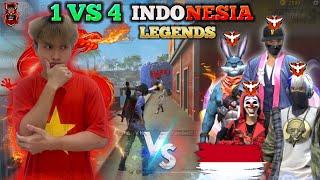 FREE FIRE | CENA Thử "1 Vs 4 Huyền Thoại", Bên Sever INDONESIA Và Cái Kết Lia Tùm Lum