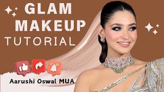 GLAM ENGAGEMENT MAKEUP TUTORIAL | Step by step tutorial | Makeup for Roka/Shagun/Cocktail | #makeup