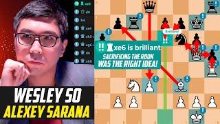 Wesley So *STUNNED* Alexey Sarana with Brilliant Rook Sacrifice - GCT Rapid Chess Championship 2022