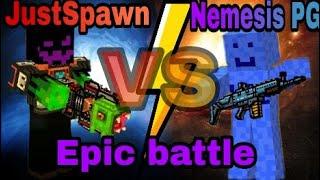 Pixel gun 3d. JustSpawn VS Nemesis PG. Epic battle.