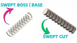 SWEPT BOSS/BASE | SWEPT CUT | FILLET | FEATURES-003 | HELIX & SPIRAL | SOLIDWORKS TUTORIAL