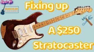 This $250 Strat Needs Some Work- 2005 Fender Fat Strat MIM In Midnight Wine