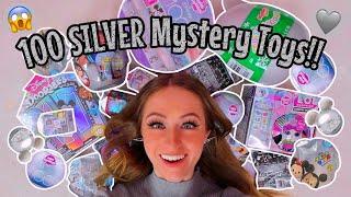 UNBOXING 100 *SILVER ONLY* MYSTERY TOYS!!🩶 (DOORABLES, L.O.L, MINI BRANDS, SQUISHMALLOWS ETC!🫢)