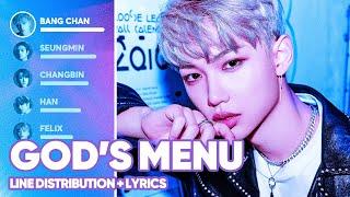 Stray Kids - God's Menu 神메뉴 (Line Distribution + Lyrics Color Coded) PATREON REQUESTED