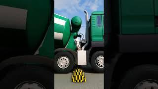 Semi Truck & Cemnet Truck vs Speed Bump #shorts #viralshorts #beamngdrive #trending #ytshorts #funny