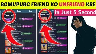 How To Unfriend Bgmi/Pubg Friend| Bgmi me Friend Ko Unfriend Kaise kare|How To Remove Friend bgmi