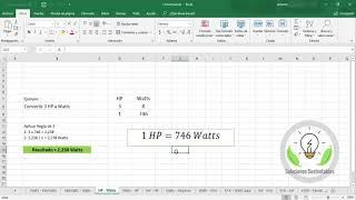 Convertir HP a Watts (HP - W)