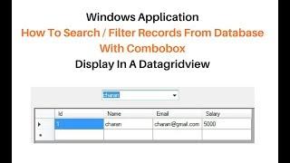 winforms combobox search and display records in datagridview c# 4.6