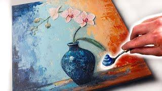 TEXTURED Orchid Using a PALETTE KNIFE! Easy Skills + Stunning Results! | AB Creative Art Tutorial