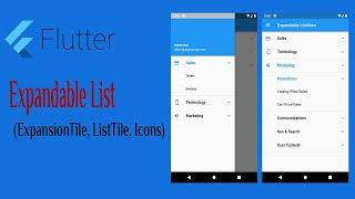 14- Flutter Expandable List (ExpansionTile, ListTile, Icons)