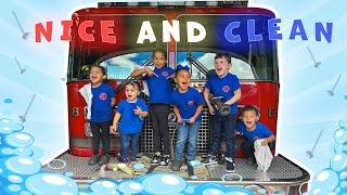 Washing the Fire Truck (Nice and Clean) - Kids Car Wash song  