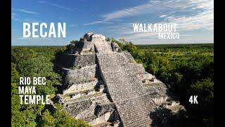 Remote Becan Maya Ruin NO PEOPLE and HUGE PYRAMID inc 4K DRONE in Campeche Mexico