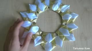 Рождественский Венок Канзаши Christmas Wreath kanzashi ССЫЛКИ ПОД ВИДЕО!!!