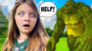 Giant TROLL GOBLiN  in OUR YARD! Can Aubrey and Caleb TRAP the CREATURE!