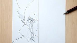 How to draw Boruto Uzumaki | Boruto half face step-by-step Easy | Tutorial