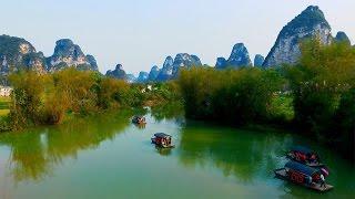 Sunshine girls visit the Mingshi Village, Guangxi, China.