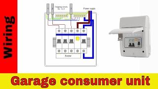 How to wire RCD in garage, shed consumer unit (UK). Consumer unit wiring diagram.