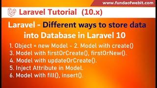 Laravel Tutorial - 9 Different ways to store data into database using Eloquent Model in Laravel 10