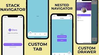 React Navigation v6 Tutorial for beginners | Custom Tab and custom drawer Navigators [All in 1]